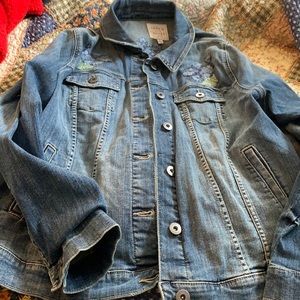 Torrid 3 euc Jean jacket butterfly flowers